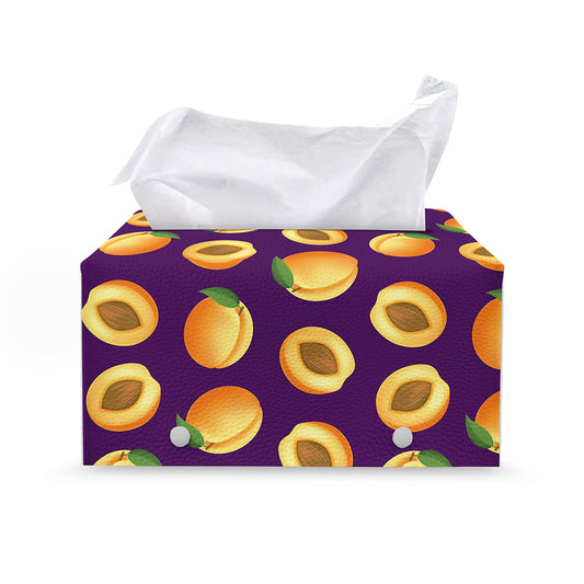 Apricot Fruit Pattern Print Leather Tissue Box Cover