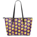 Apricot Fruit Pattern Print Leather Tote Bag With Zipper