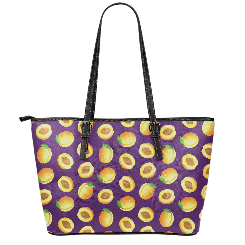Apricot Fruit Pattern Print Leather Tote Bag