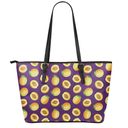 Apricot Fruit Pattern Print Leather Tote Bag