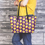 Apricot Fruit Pattern Print Leather Tote Bag