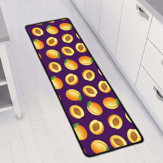 Apricot Fruit Pattern Print Long Kitchen Mat