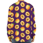 Apricot Fruit Pattern Print Long Sleeve Baseball Jersey