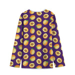 Apricot Fruit Pattern Print Long Sleeve Short Coat