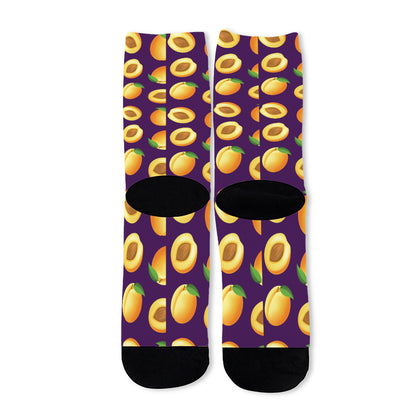 Apricot Fruit Pattern Print Long Socks