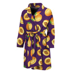 Apricot Fruit Pattern Print Men's Bathrobe