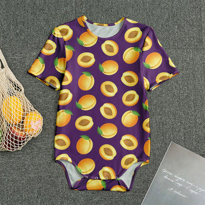 Apricot Fruit Pattern Print Men's Bodysuit