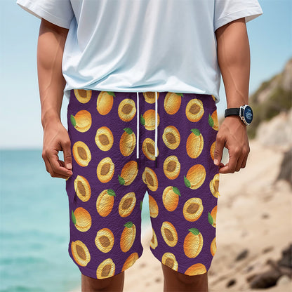 Apricot Fruit Pattern Print Men's Cargo Shorts