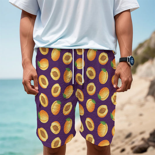Apricot Fruit Pattern Print Men's Cargo Shorts