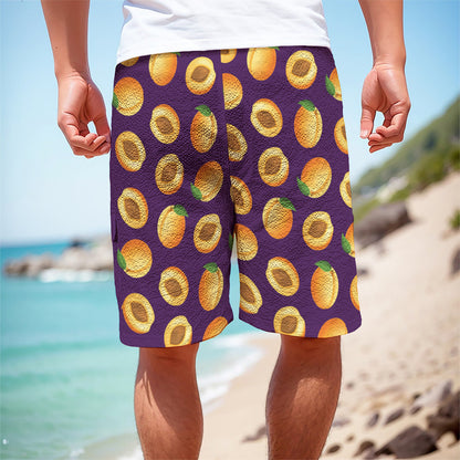Apricot Fruit Pattern Print Men's Cargo Shorts