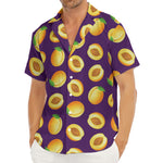 Apricot Fruit Pattern Print Men's Deep V-Neck Shirt