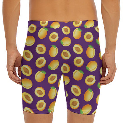 Apricot Fruit Pattern Print Men's Long Boxer Briefs