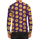 Apricot Fruit Pattern Print Men's Long Sleeve Rash Guard