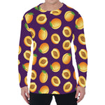 Apricot Fruit Pattern Print Men's Long Sleeve T-Shirt