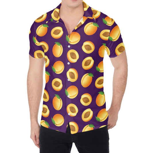 Apricot Fruit Pattern Print Men's Shirt