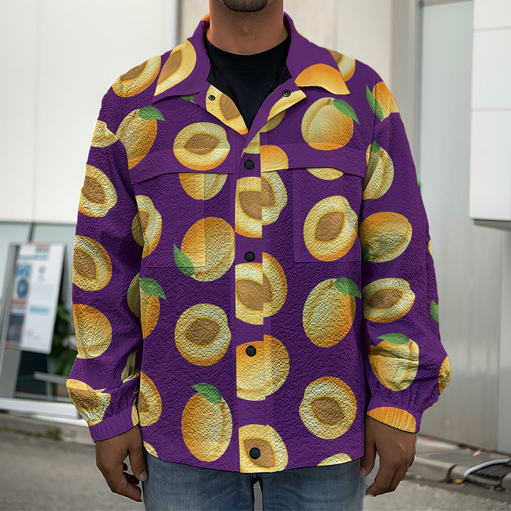 Apricot Fruit Pattern Print Men's Shirt Jacket