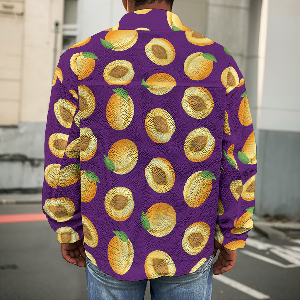Apricot Fruit Pattern Print Men's Shirt Jacket