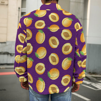 Apricot Fruit Pattern Print Men's Shirt Jacket