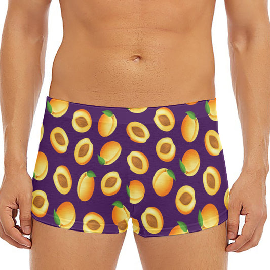 Apricot Fruit Pattern Print Men's Short Boxer Briefs