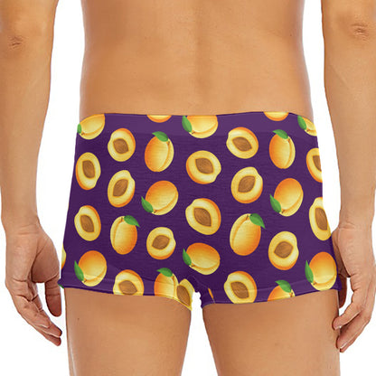 Apricot Fruit Pattern Print Men's Short Boxer Briefs