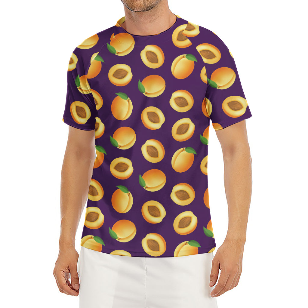 Apricot Fruit Pattern Print Men's Short Sleeve Rash Guard