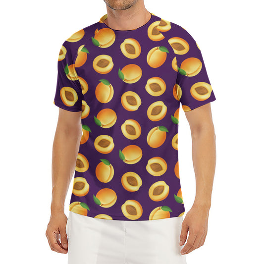 Apricot Fruit Pattern Print Men's Short Sleeve Rash Guard