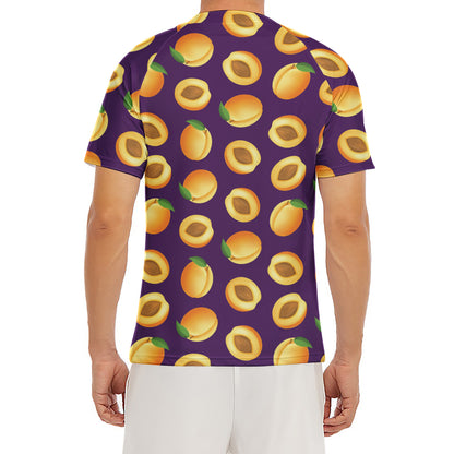 Apricot Fruit Pattern Print Men's Short Sleeve Rash Guard