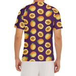 Apricot Fruit Pattern Print Men's Short Sleeve Rash Guard