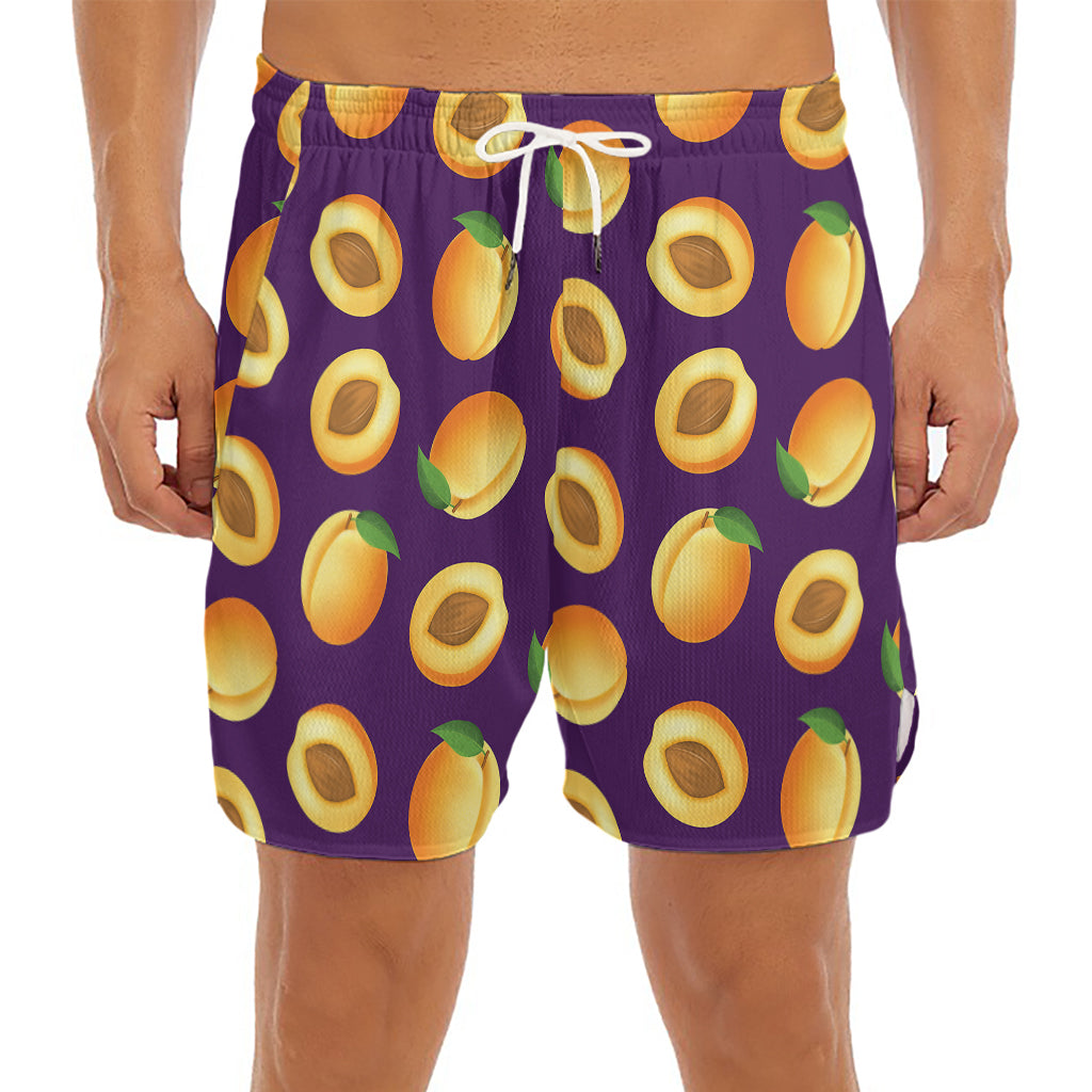 Apricot Fruit Pattern Print Men's Split Running Shorts