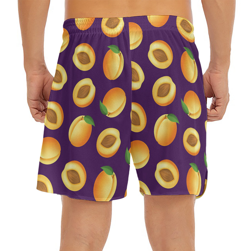 Apricot Fruit Pattern Print Men's Split Running Shorts