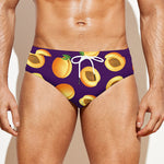 Apricot Fruit Pattern Print Men's Swim Briefs