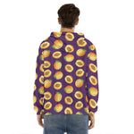 Apricot Fruit Pattern Print Men's Velvet Pullover Hoodie