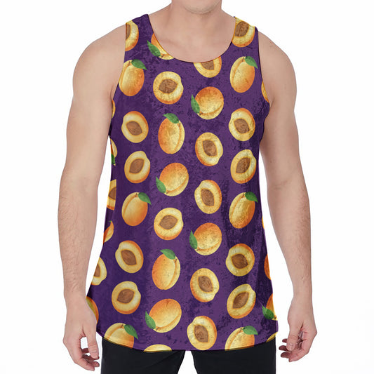 Apricot Fruit Pattern Print Men's Velvet Tank Top