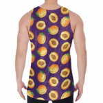 Apricot Fruit Pattern Print Men's Velvet Tank Top