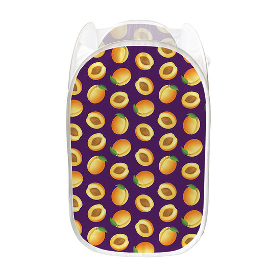 Apricot Fruit Pattern Print Mesh Laundry Hamper