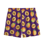 Apricot Fruit Pattern Print Mesh Shorts