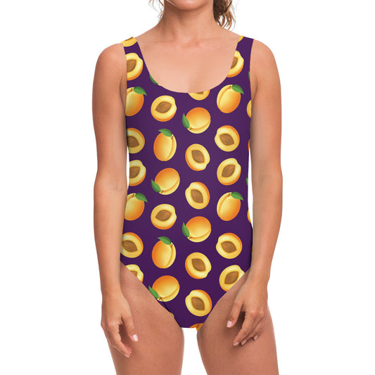 Apricot Fruit Pattern Print One Piece Swimsuit