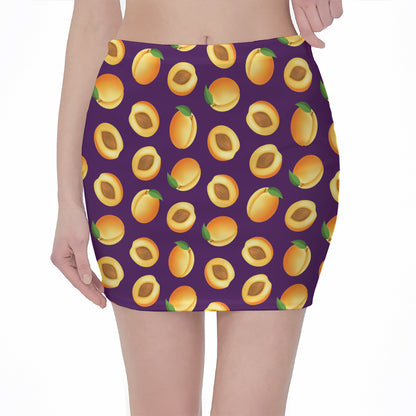 Apricot Fruit Pattern Print Pencil Mini Skirt