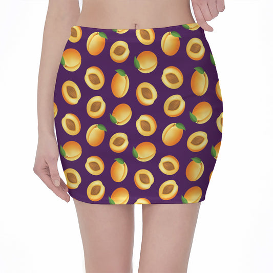 Apricot Fruit Pattern Print Pencil Mini Skirt