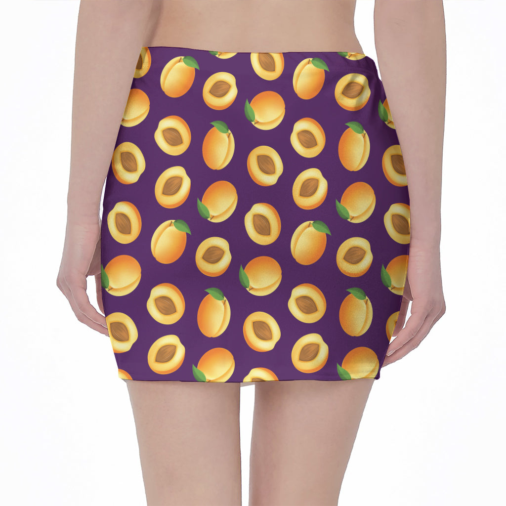 Apricot Fruit Pattern Print Pencil Mini Skirt