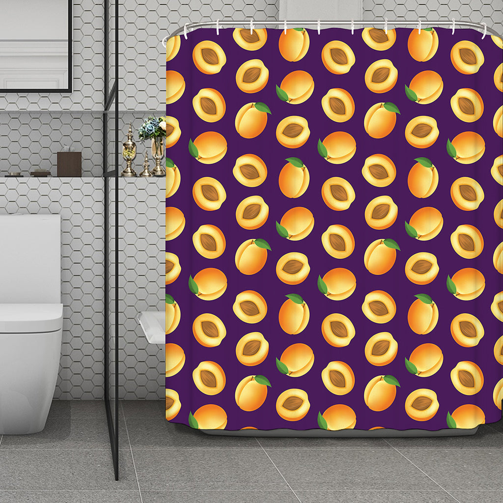 Apricot Fruit Pattern Print Polyester Shower Curtain