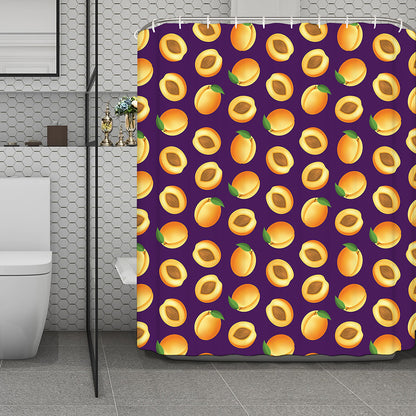 Apricot Fruit Pattern Print Polyester Shower Curtain