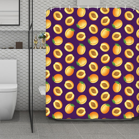 Apricot Fruit Pattern Print Polyester Shower Curtain