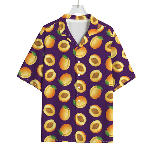Apricot Fruit Pattern Print Rayon Hawaiian Shirt