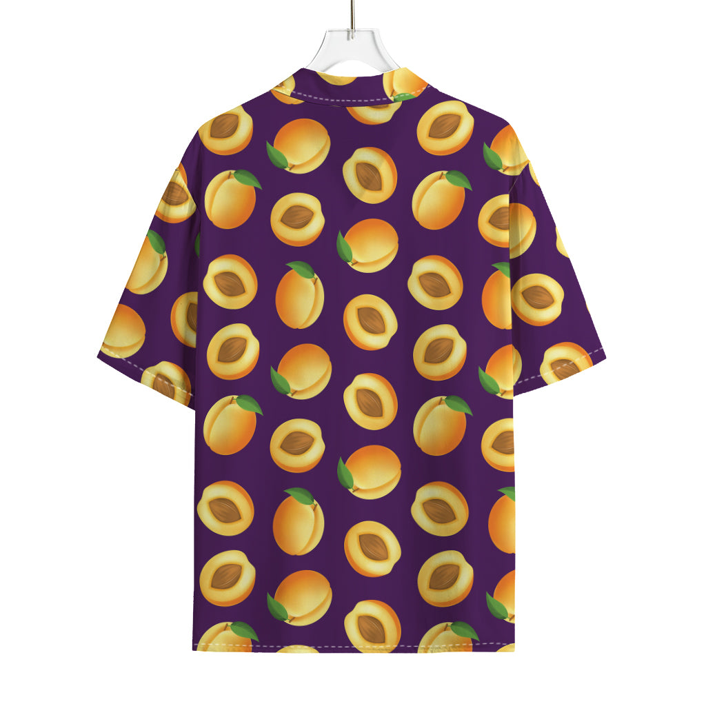 Apricot Fruit Pattern Print Rayon Hawaiian Shirt