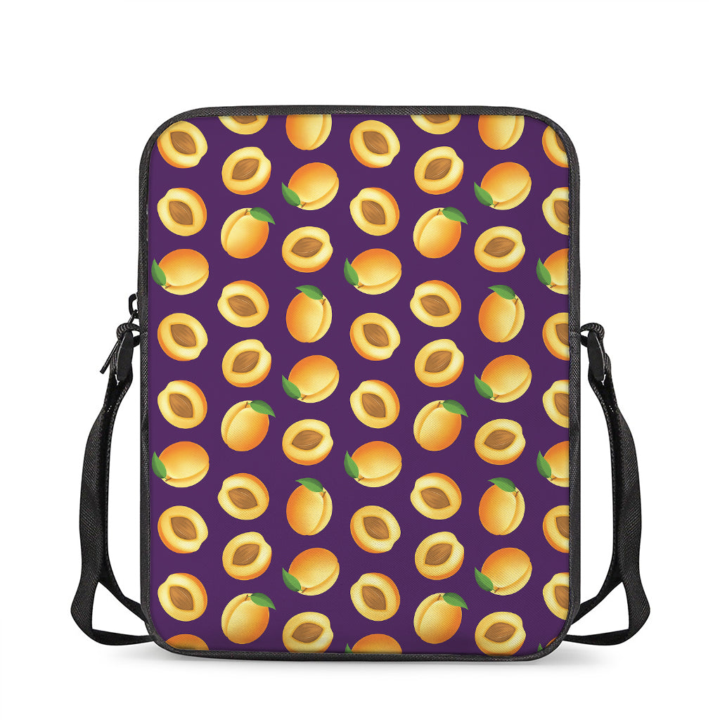 Apricot Fruit Pattern Print Rectangular Crossbody Bag