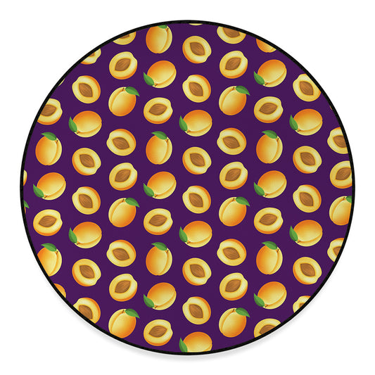 Apricot Fruit Pattern Print Round Floor Mat