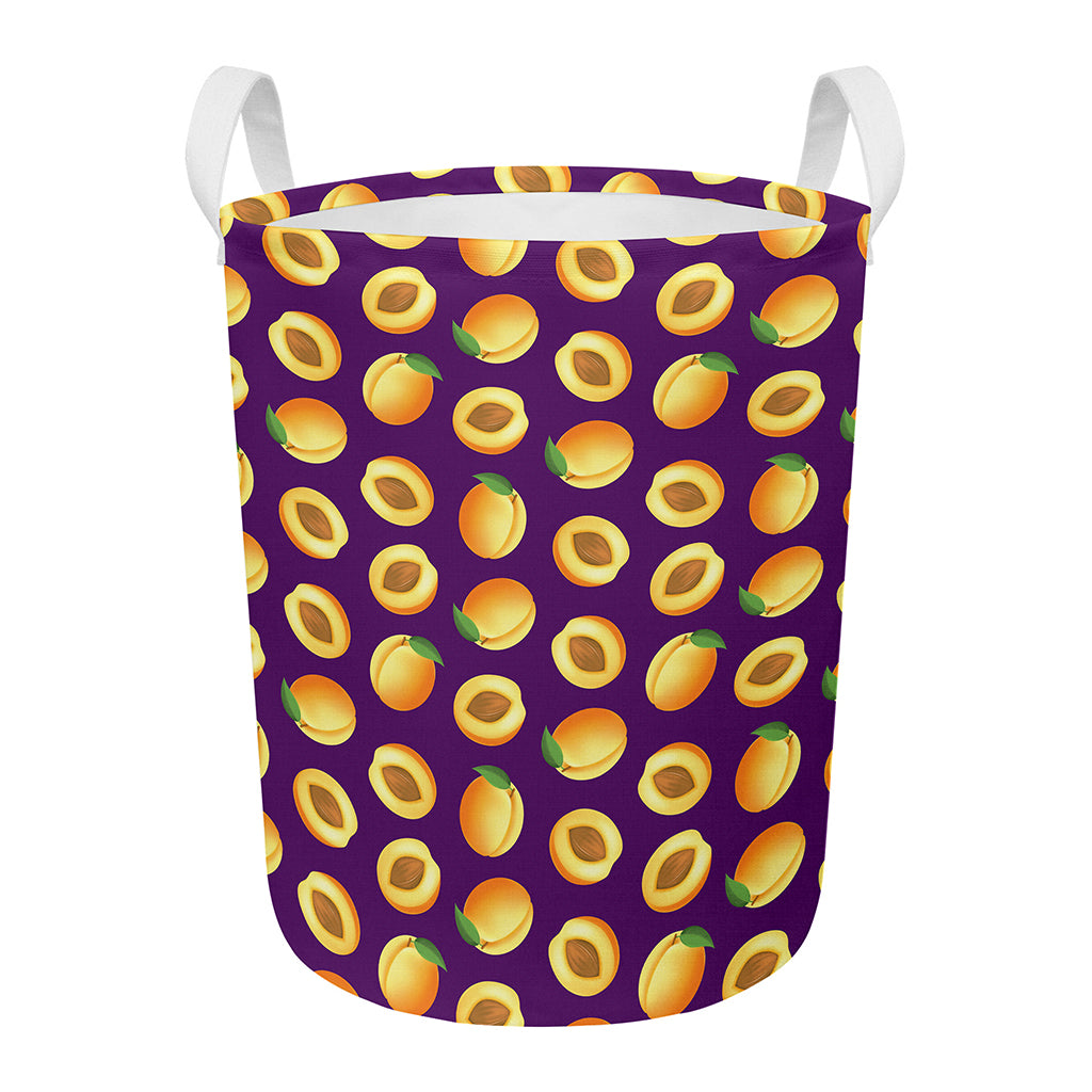 Apricot Fruit Pattern Print Round Laundry Basket