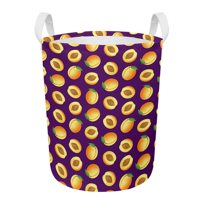Apricot Fruit Pattern Print Round Laundry Basket