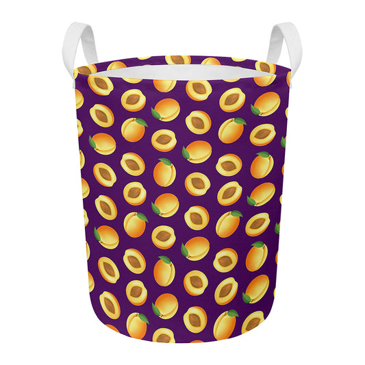 Apricot Fruit Pattern Print Round Laundry Basket